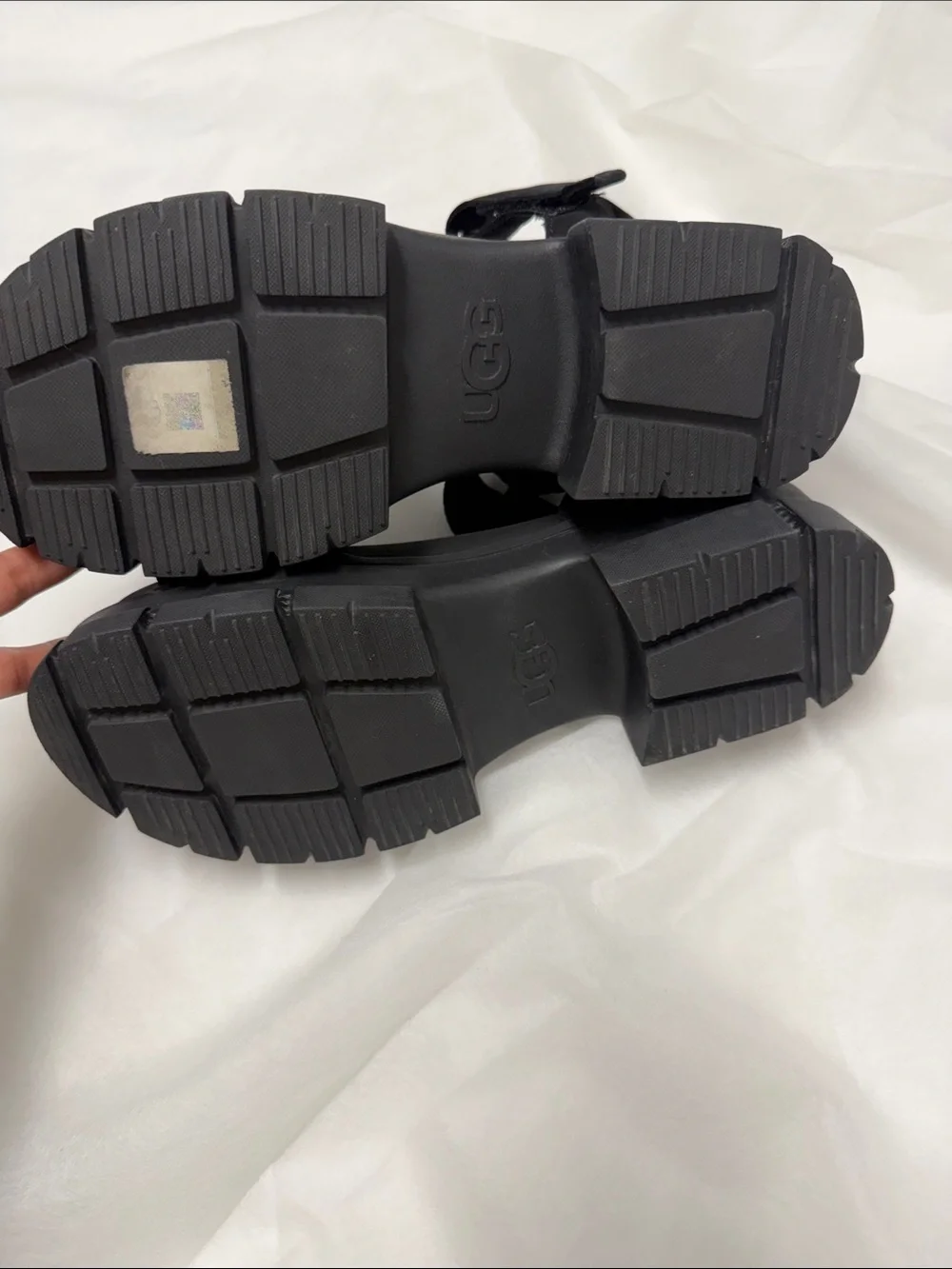 UGG Black Chunky Platform Velcro Sandals